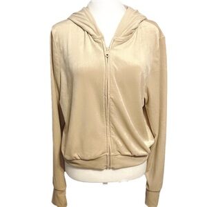 NWOT Aerie Offline Bright Lights Velour Hooded Full Zip‎ Sweatshirt Cropped XL